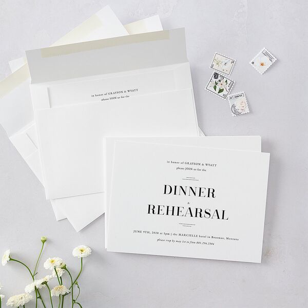 Country Club Rehearsal Dinner Invitations Pure White Signature Blank