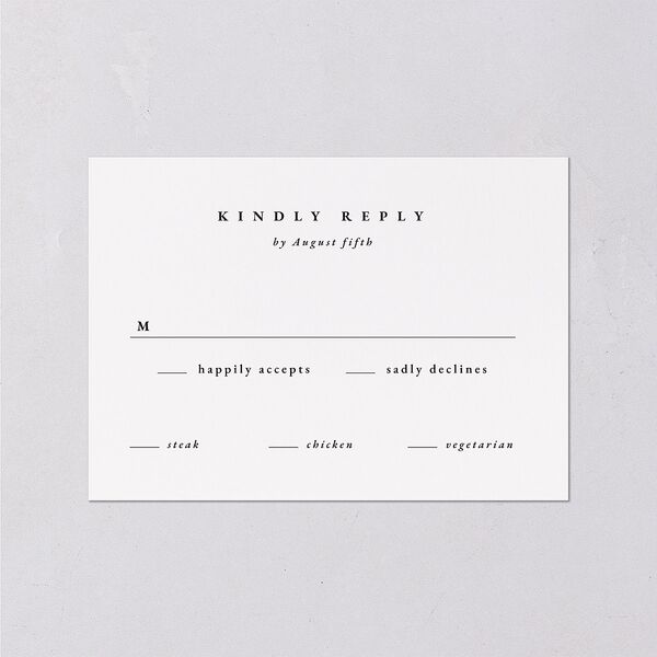 Ampersand Flourish Wedding Response Cards Snow Signature Standard