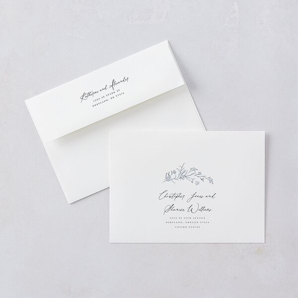 Romantic Branches Wedding Invitations Navy Signature Blank No Standard