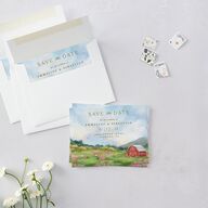 Western Barn Save the Date Petite Cards Red Clay Signature smooth Blank No