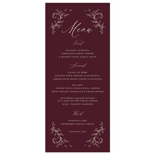 Dark Vintage Fantasy Menus Merlot Signature