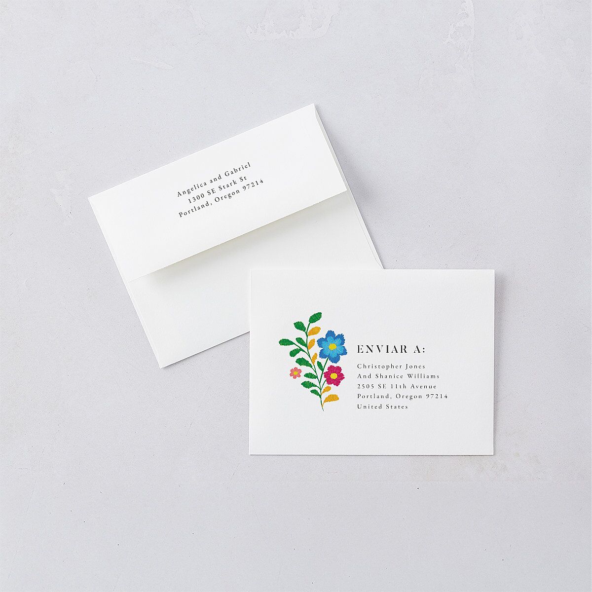 Mexican Bordados Florales Thank You Cards Off-White