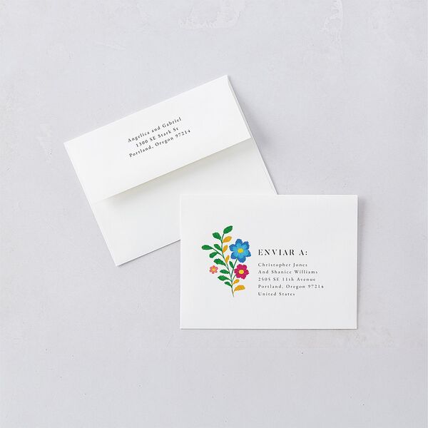 Mexican Bordados Florales Thank You Cards Off-White