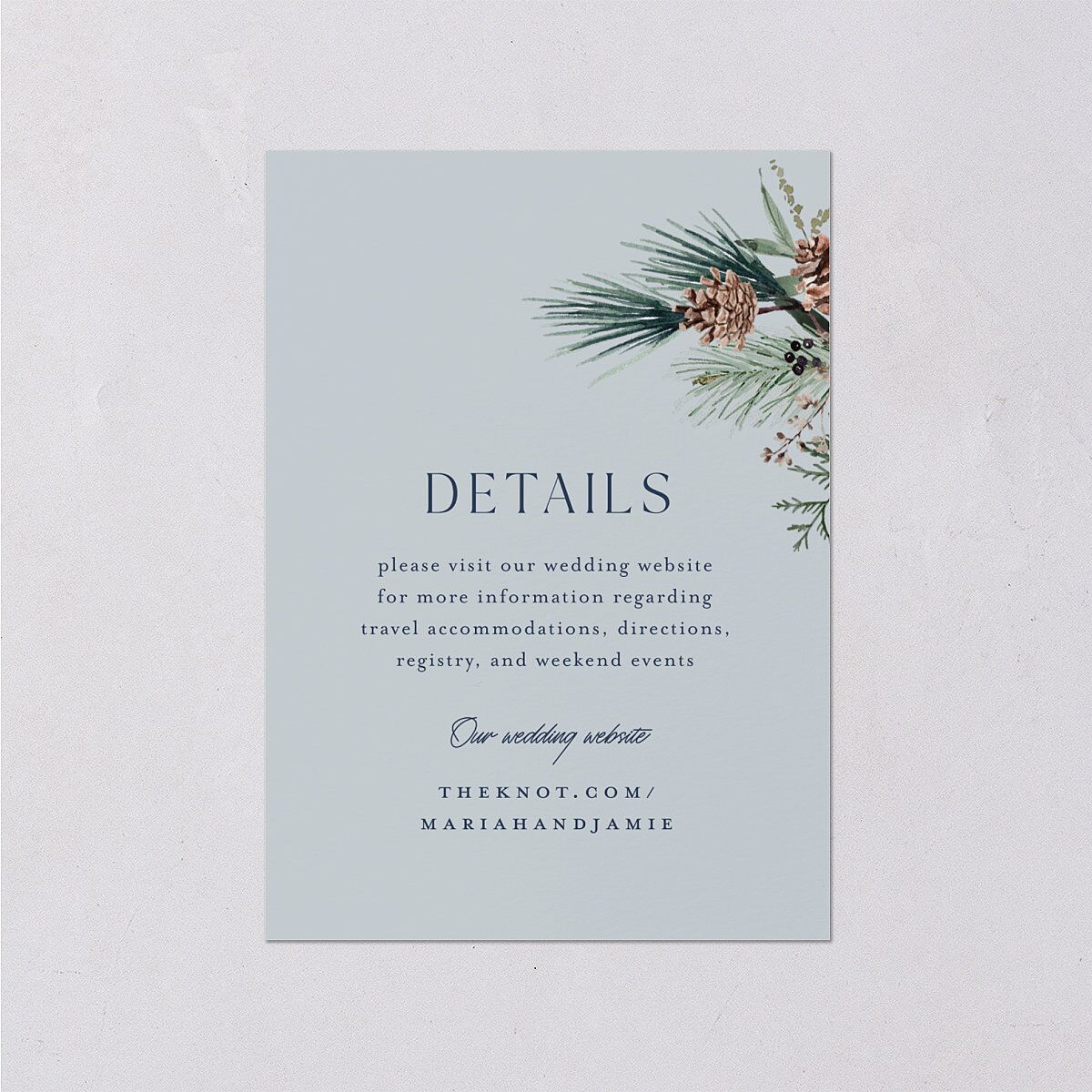 Rustic Pine Wedding Enclosure Cards — view 1