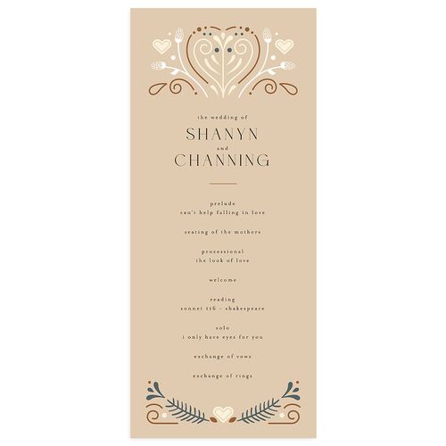 Nordic Folk Wedding Programs Latte Signature