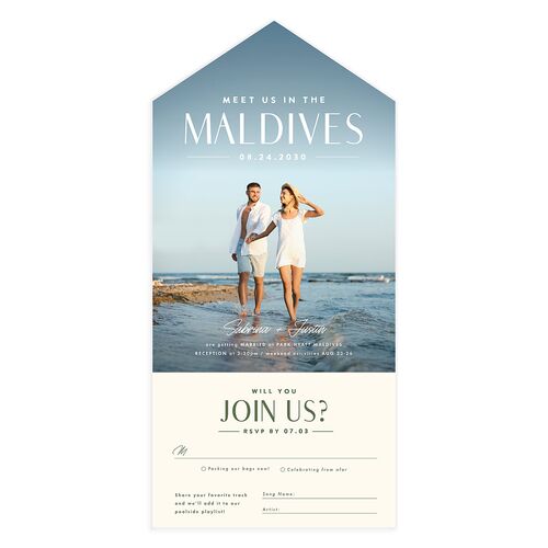 Destination Photo Poster All-in-One Wedding Invitations Hunter Green Signature Light Both Recipient and Return Addresses No