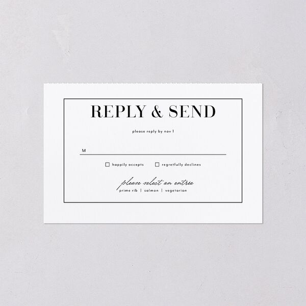 Classic Border All-in-One Wedding Invitations Pure White Signature Light Both Recipient and Return Addresses No