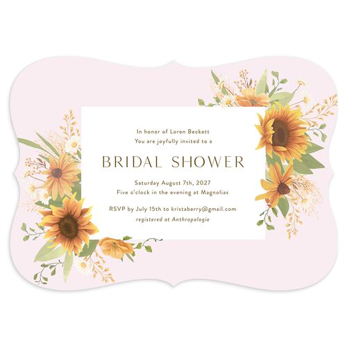 Sweet Sunflowers Bridal Shower Invitations Peony Signature Blank Bracket