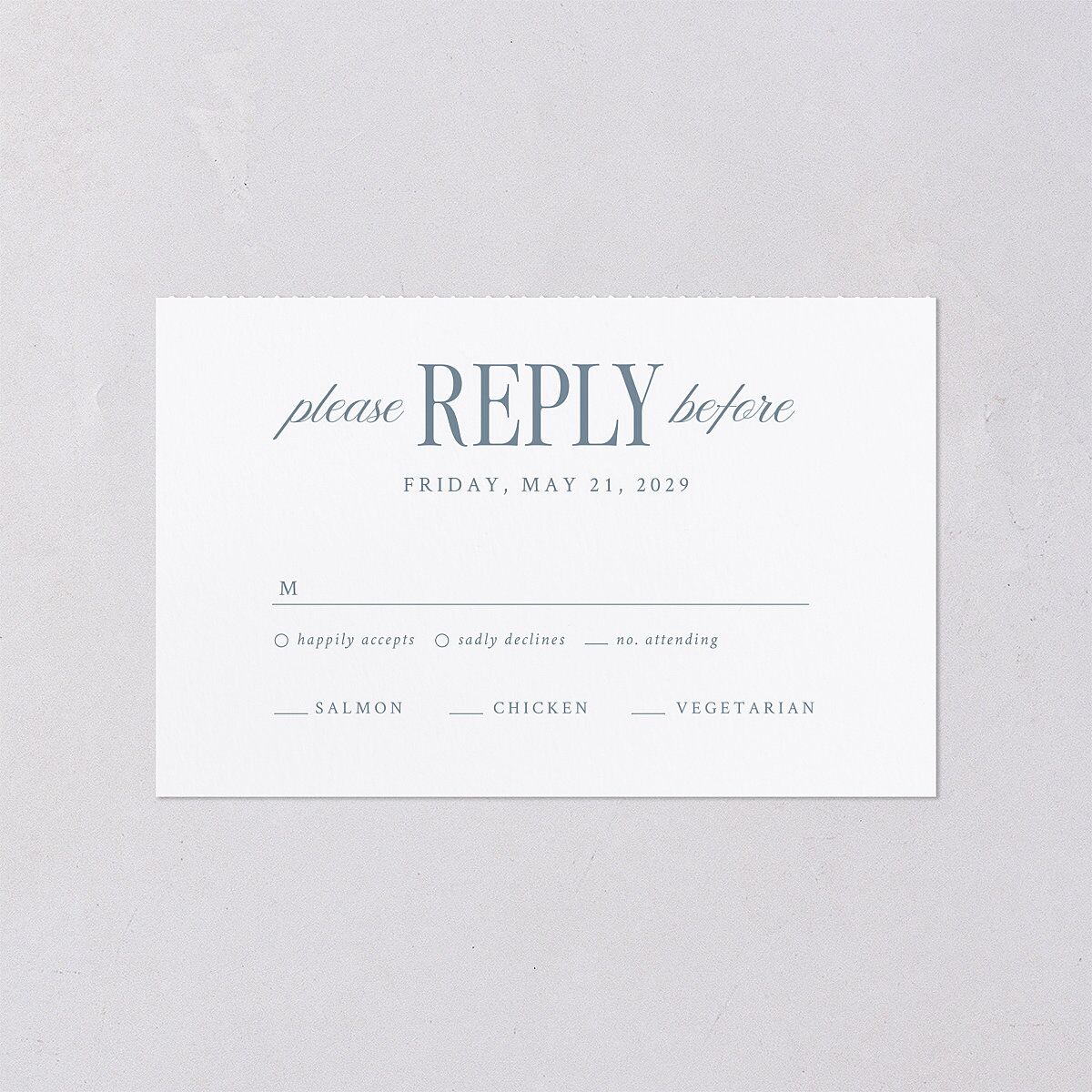 Elegant Wedding Of All-in-One Wedding Invitations Dusty Blue Signature Light Both Recipient and Return Addresses No