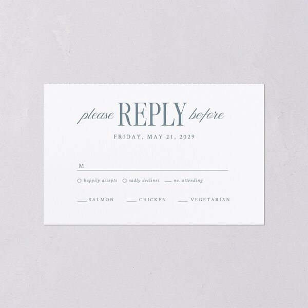 Elegant Wedding Of All-in-One Wedding Invitations Dusty Blue Signature Light Both Recipient and Return Addresses No