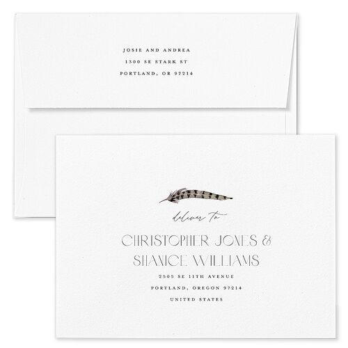 Eclectic Adornment Wedding Invitation Envelopes Rose Pure White Both Recipient and Return Addresses Standard Signature