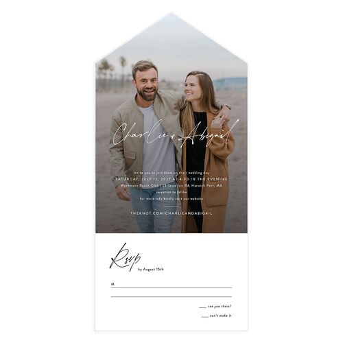 Modern Gallery All-in-One Wedding Invitations Charcoal Signature Light Both Recipient and Return Addresses No