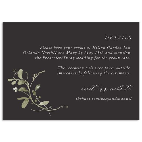 Curved Garland Wedding Event Detail Cards Charcoal Signature Standard