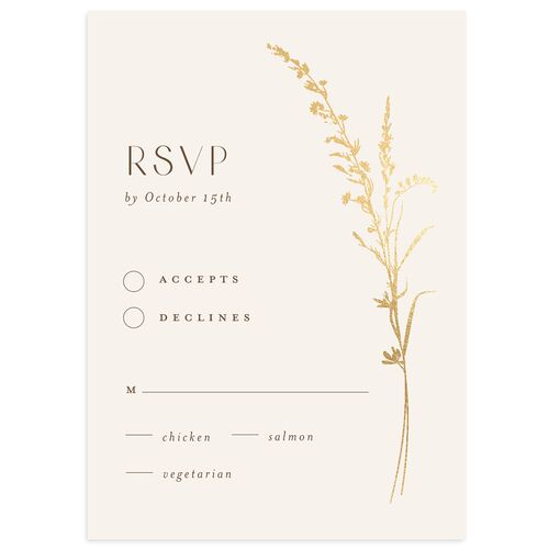 Minimal Wildflower Wedding Response Cards Gold Bisque Signature Standard