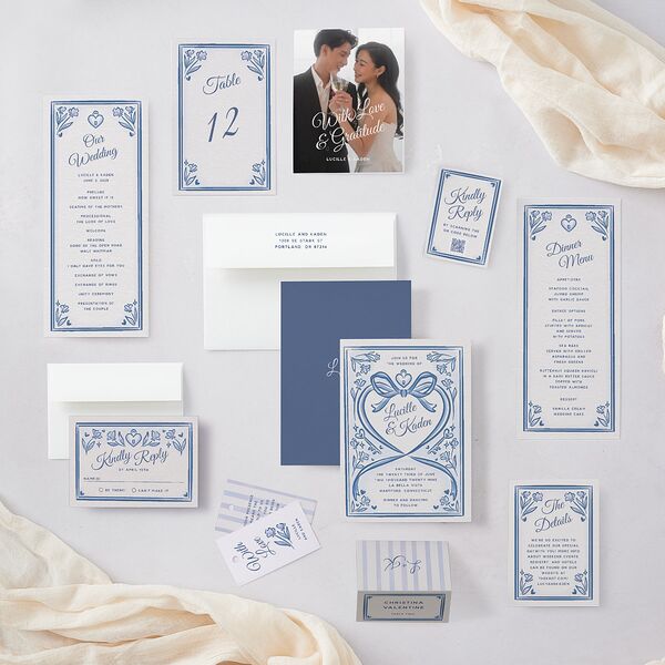 Vintage Heart Locket Wedding Event Detail Cards Ocean Signature Standard