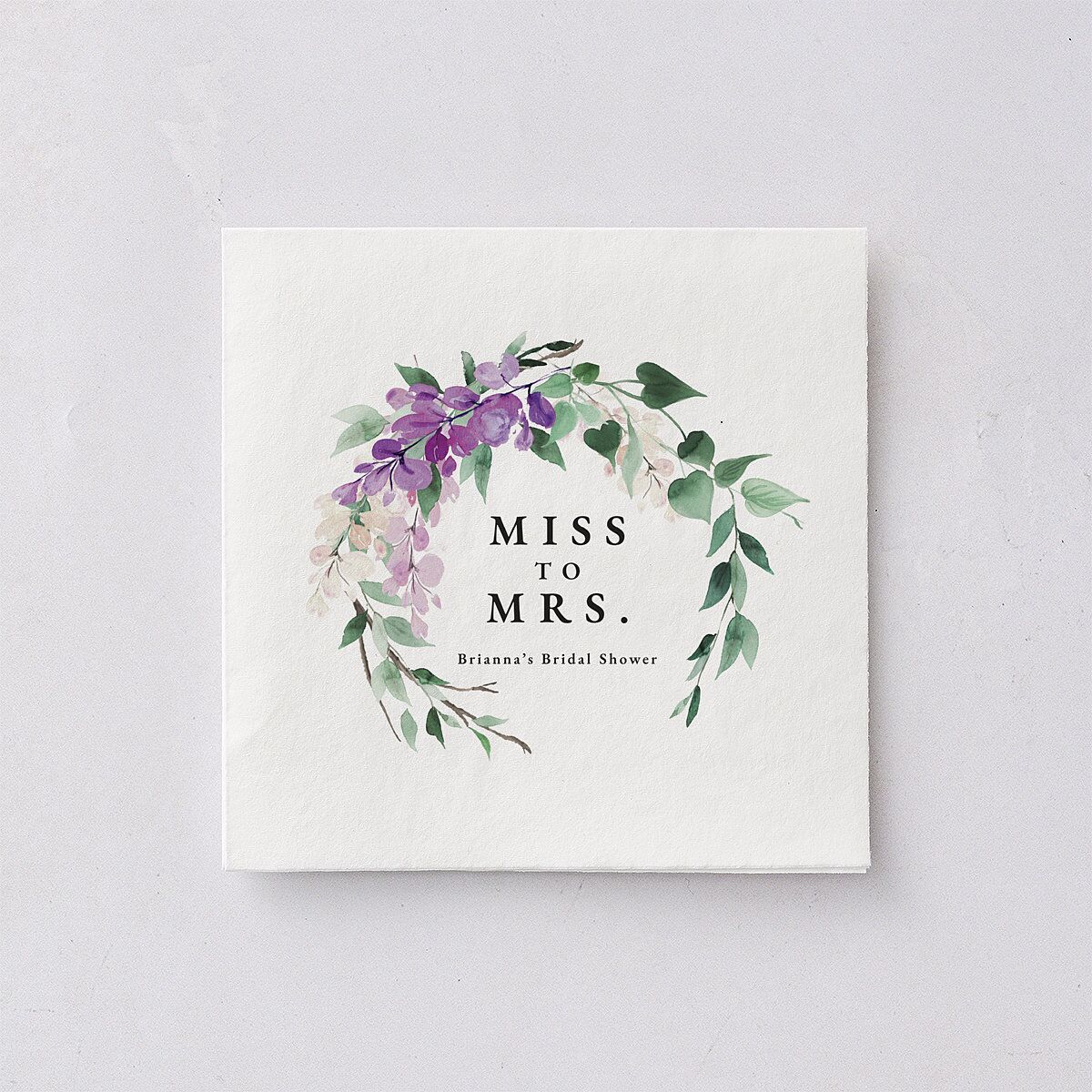 Romantic Wisteria Bridal Shower Cocktail Napkins Purple Petal Napkin Uncoined