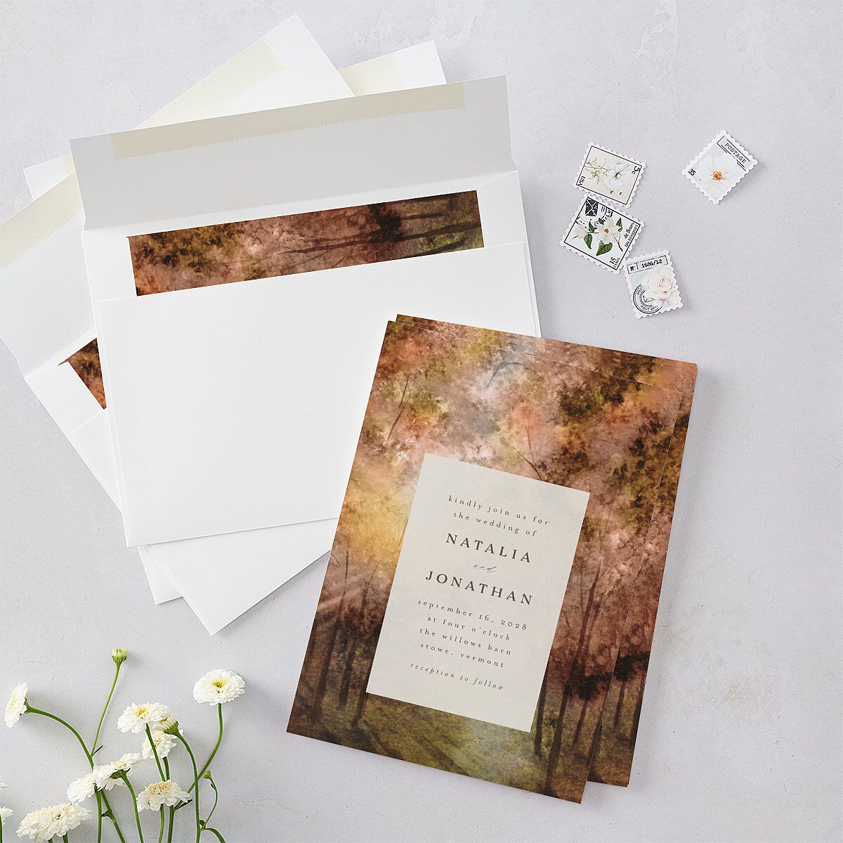 Enchanted Forest Wedding Invitations Terracotta Signature Blank No Standard