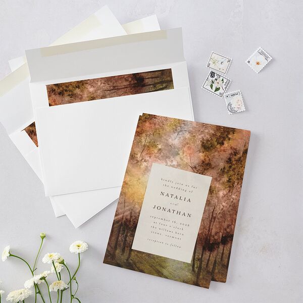 Enchanted Forest Wedding Invitations Terracotta Signature Blank No Standard