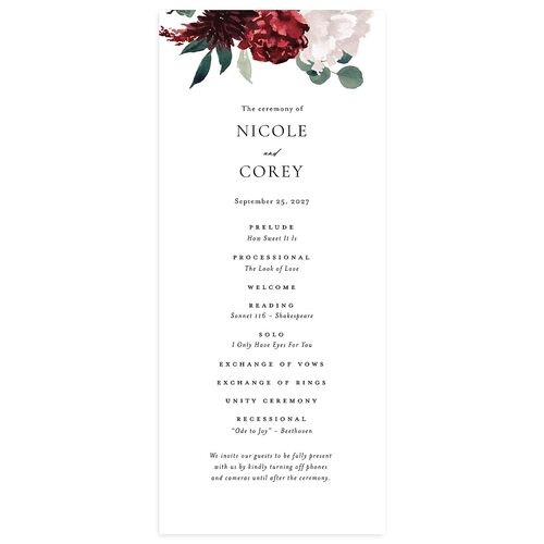 Timeless Bouquet Wedding Programs Licorice Signature