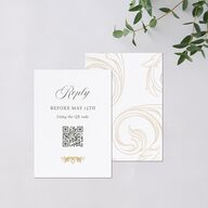 Vintage Regency Monogram Frame Foil QR Code RSVP Cards Pure White Signature Standard