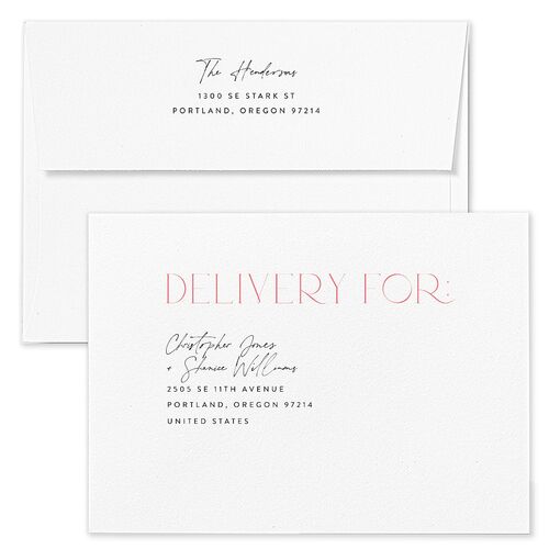 Merry Border Holiday Card Envelopes Blue Salmon Both Recipient and Return Addresses Standard Signature