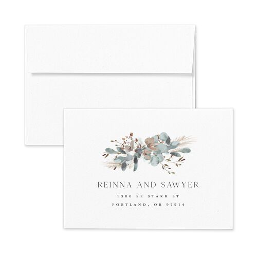 Eucalyptus Edges Response Card Envelopes White Slate Return Address Signature Standard
