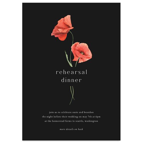 Wild Poppies Rehearsal Dinner Invitations Charcoal Signature Blank Standard