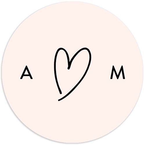 Elegant Heart Wedding Stickers Pure White Circle