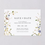 Glistening Wildflower Save the Date Cards Gold Pure White Signature smooth Blank No Standard
