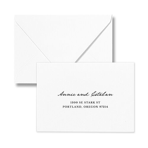 Vintage Candelabra with Bow Response Card Euro Envelopes White Bisque Return Address Luxe