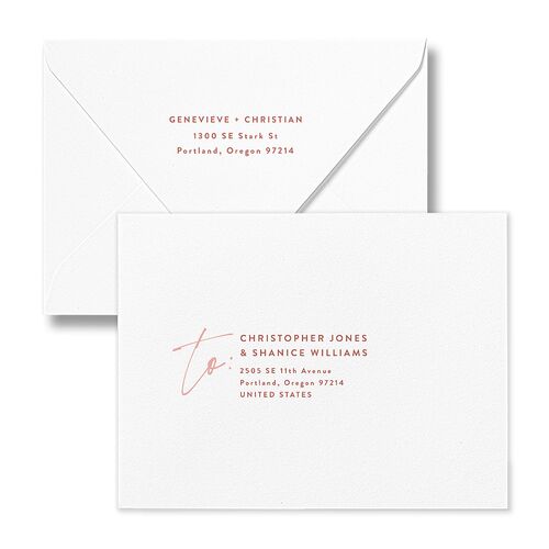 Written Names Save the Date Petite Card Euro Envelopes Blossom White Both Recipient and Return Addresses Luxe Signature