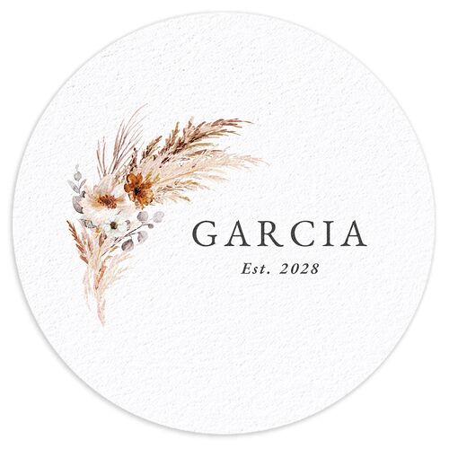 Bohemian Floral Hoop Coasters Camel Cardboard Circle