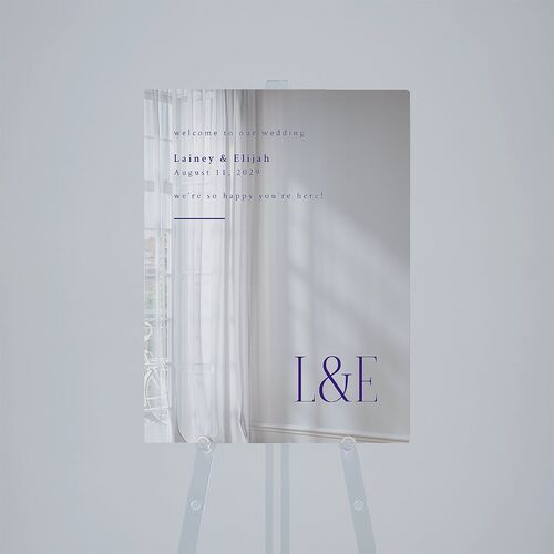 Editorial QR Mirrored Acrylic Welcome Sign Medium Royal Blue Mirrored Acrylic M Welcome Standard