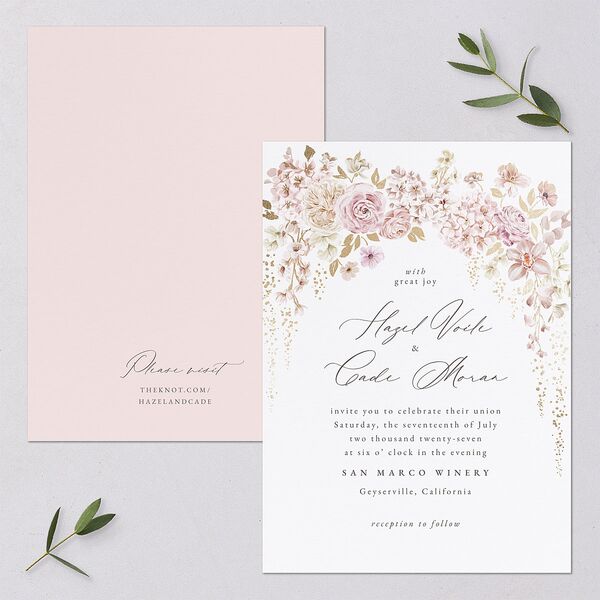 Luxury Floral Foil Wedding Invitations Gold Desert Rose Signature Blank No Standard