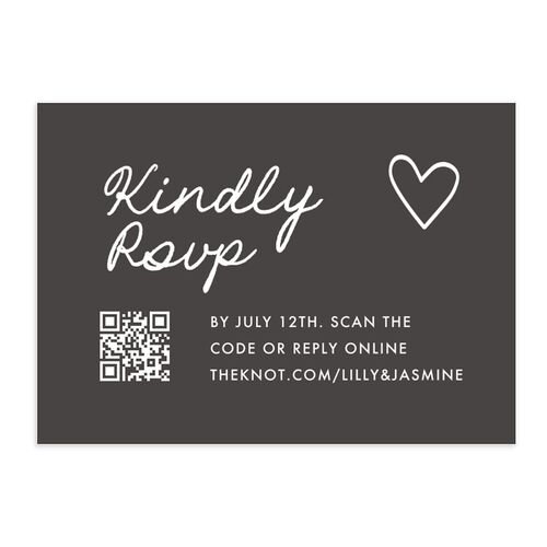 Hand Drawn Heart Photo QR Code RSVP Cards Charcoal Signature Standard