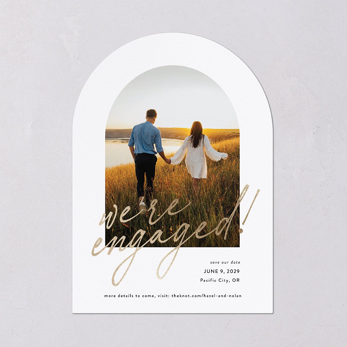 Forever Arch Foil Save the Date Cards Gold Pure White Signature smooth Blank No Arch