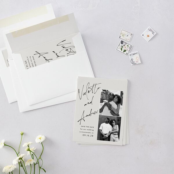 Signed Save the Date Petite Cards Licorice Signature smooth Blank No Standard