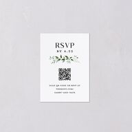 Greenery Frame Foil QR Code RSVP Cards Pure White Signature Standard