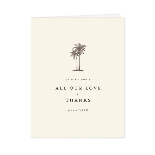 Palm Tree Icon Thank You Cards Champagne