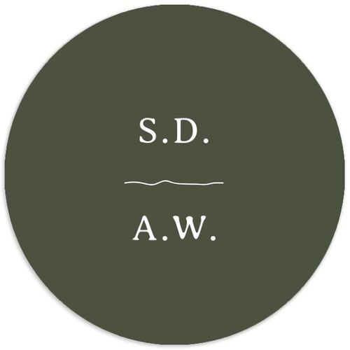 Elegant Mountain Monogram Wedding Stickers Dark Green Circle