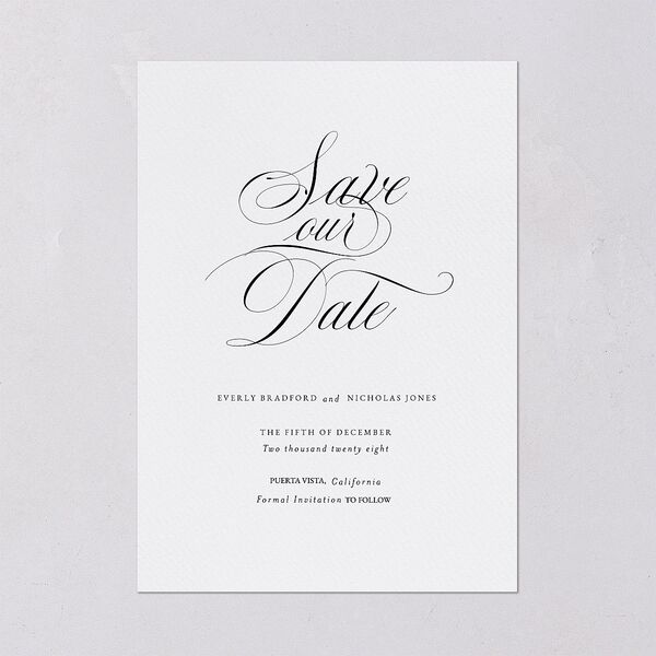 Exquisite Calligraphy Save The Date Cards Pure White Signature smooth Blank No Standard