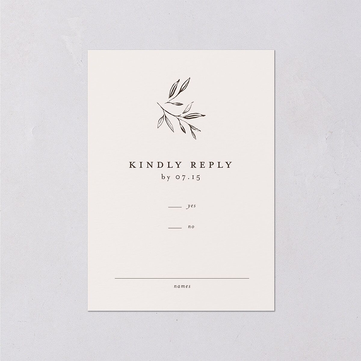 Minimal Leaves Wedding Response Cards Bisque Signature Standard