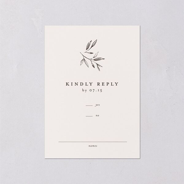 Minimal Leaves Wedding Response Cards Bisque Signature Standard