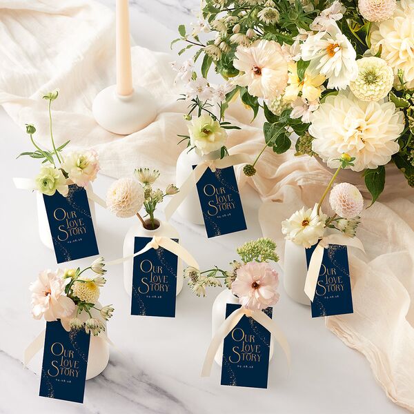 Be Our Guest Favor Gift Tags Gold Navy Signature