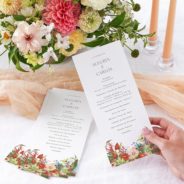 Flores Tropicais Wedding Programs Gold Red Clay Signature
