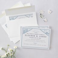 Iconic City Bridal Shower Invitations Moody Blue Signature Blank