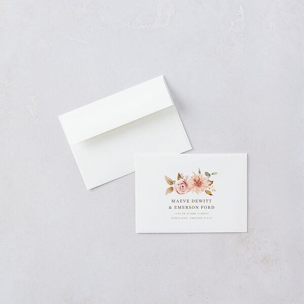 Elegant Botanical Autumn Floral Wedding Response Cards Soft Peach Signature Standard