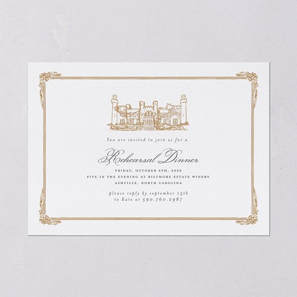 Medieval Castle Rehearsal Dinner Invitations Almond Signature Blank