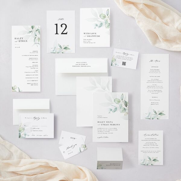 Romantic Greenery Thank You Cards Tide Pool