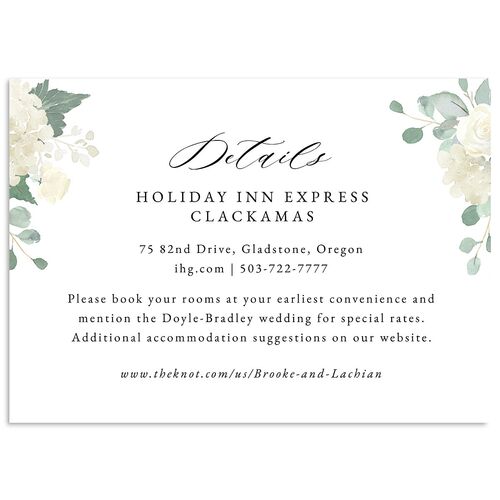 Elegant Hydrangea Wedding Event Detail Cards Charcoal Signature Standard